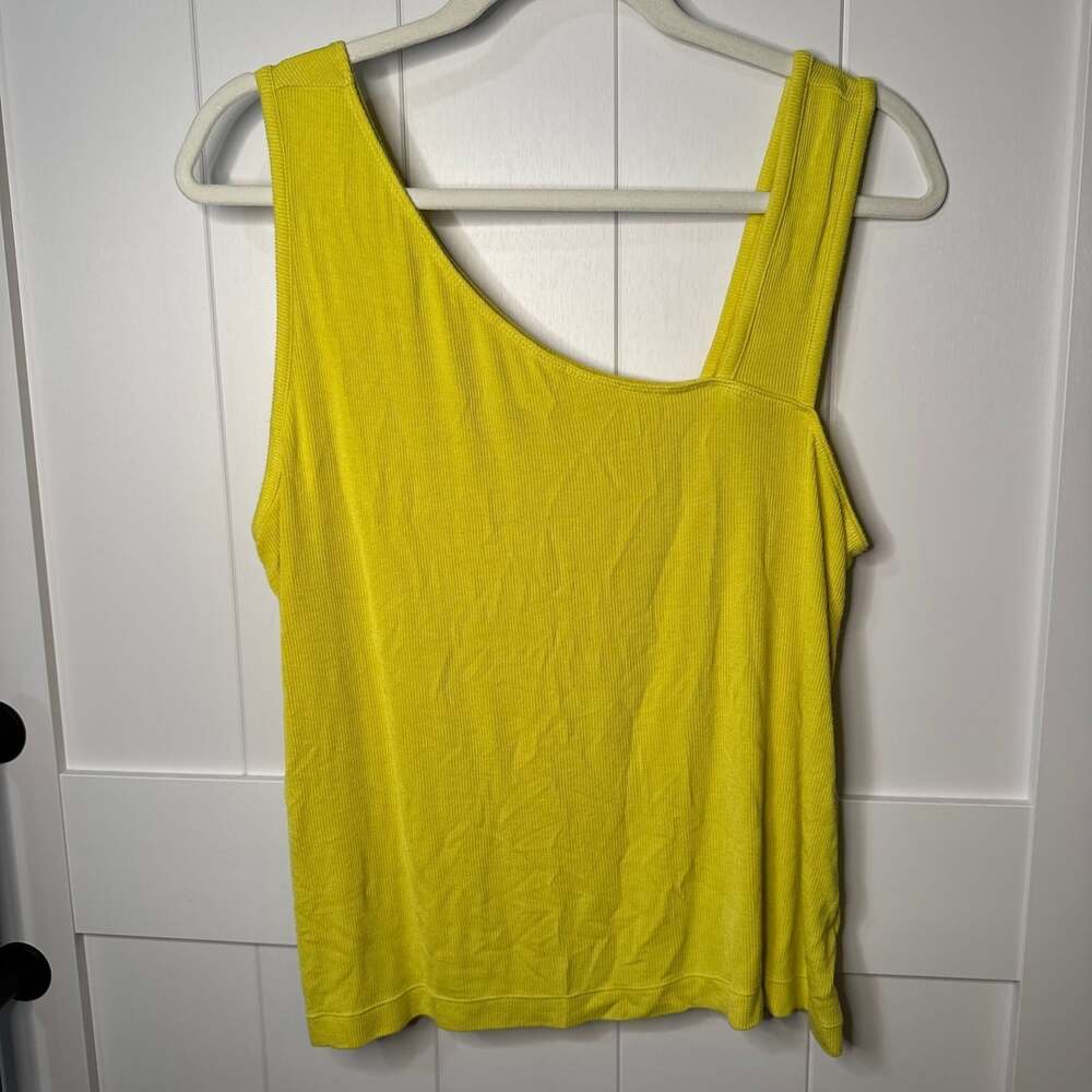 Cabi Yellow Ribbed Asymmetrical Neckline Tank Top - Size L